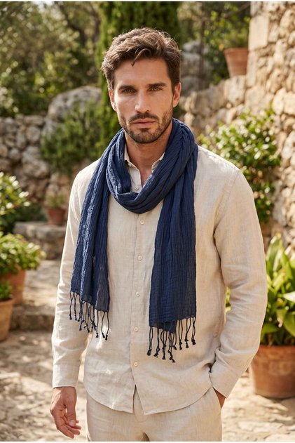 Men's Cotton Fringed Scarf