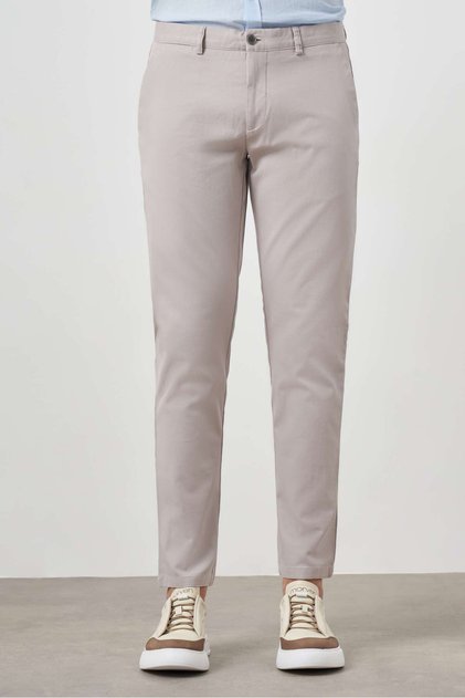 Men's Stone Summer Cotton Side Pocket Slim Fit Chino Pants