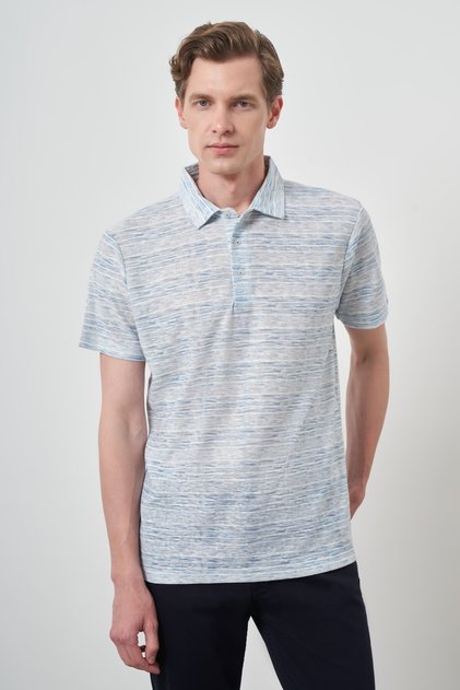 Men's Blue Trend Dynamic Fit Polo Neck T-Shirt