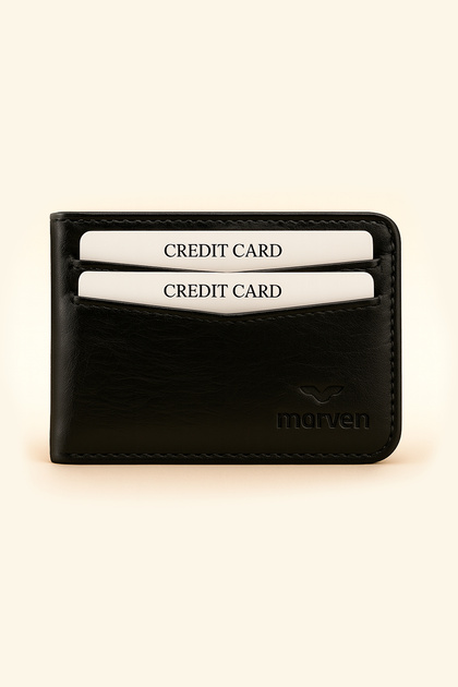Men's Black 100% Leather Wallet Card Holder