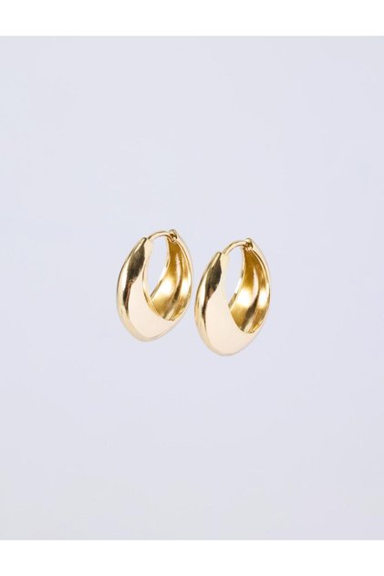 Gold Color Oval Shaped Curved Hoop Earrings