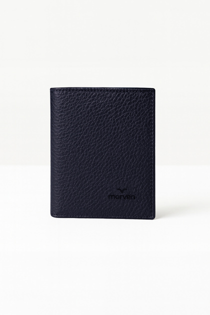 Men's Navy Blue 100% Leather Magnetic Wallet