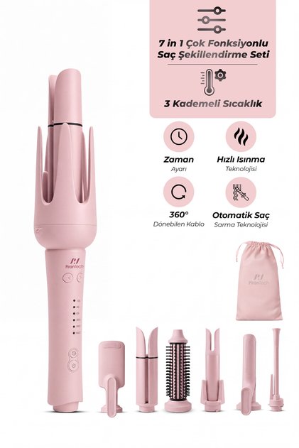 Ks-669 Automatic Hair Styling Set – Hair Curler with 7 Heads, Negative Ion Technology, 3-Level Heat Adjustment