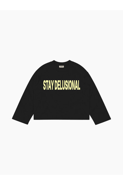 Stay Delusional Uzun Kollu T-Shirt