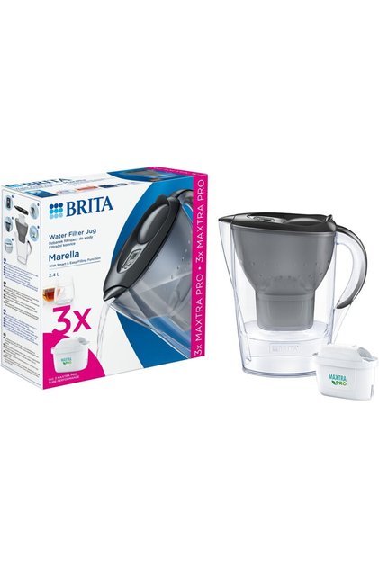 Cana filtranta apa Marella, 2.4l, 3 bucati filtre apa Maxtra PRO Pure Performance, capacitate filtru 150 l, plastic, Gri