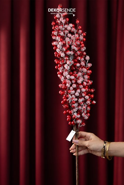 Christmas Pomegranate and Snowy Pomegranate Branch / Red Pomegranate Branch with Glitter 102 cm