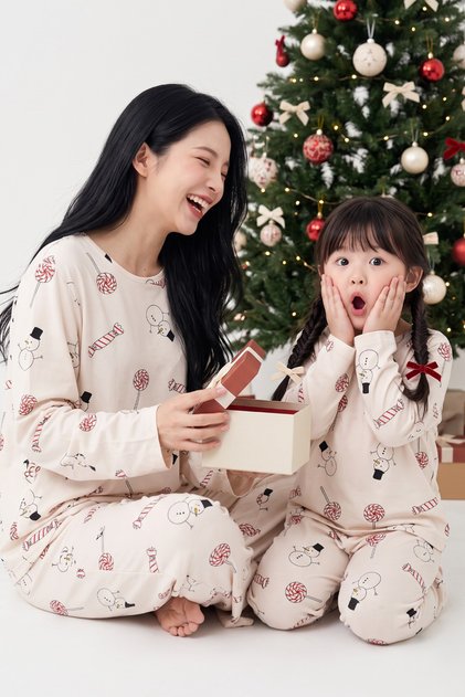 Ecru Patterned Thermal Fabric Ultra Soft Knitted Pajama Set