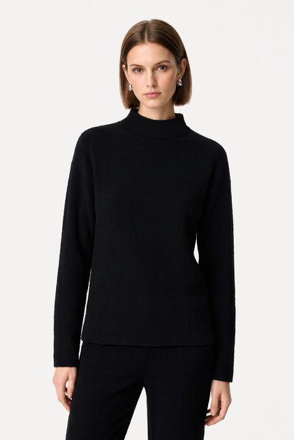 Women's Black Loose Fit Crew Neck Sweatshirt