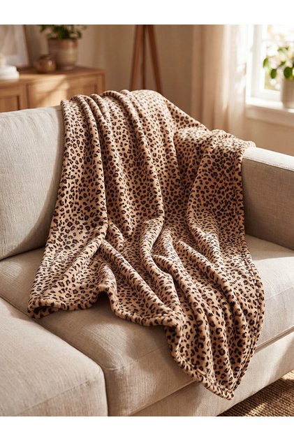 Quality Pieces from Çelebi Store Leopard Embroidered Tv Blanket 100X150 cm