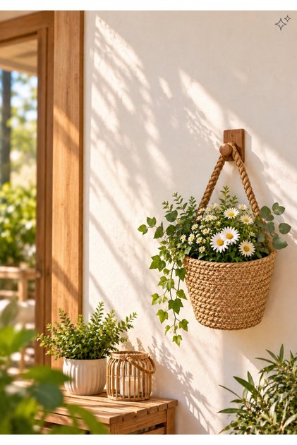 Decorative Basket Mini Basket 12X10 cm Plant and Wooden Hanger Not Included