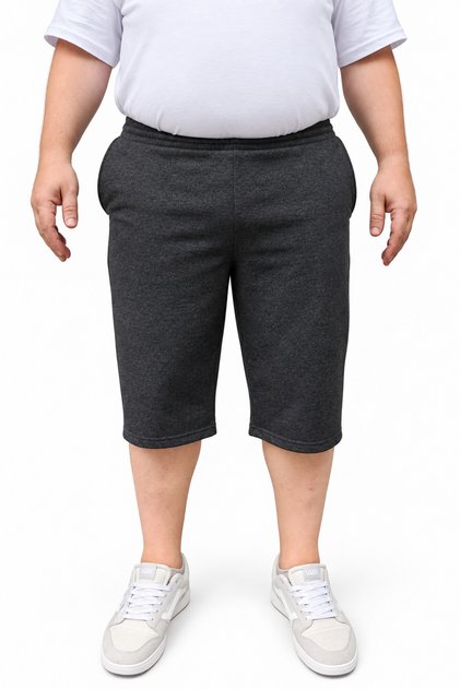 Large Size Men's Cotton Capri Shorts Oversized Anthracite