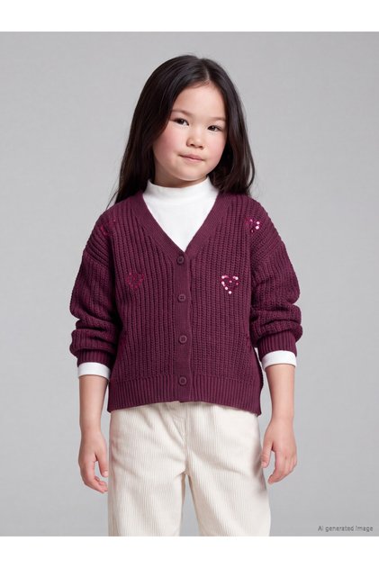 I Pul Embroidered Girls' Knitwear Cardigan from Freezen Store