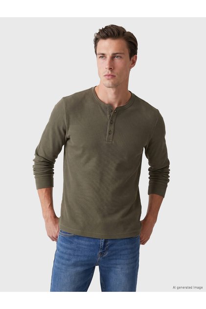 I Henley Roba Collar Waffle Men's T-Shirt from Freezen Store