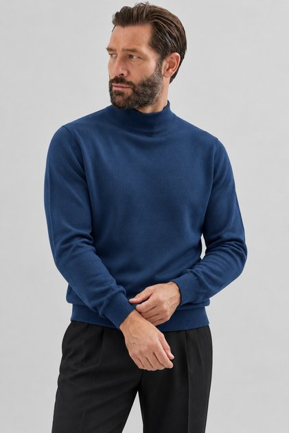 Pulover tricotat pentru bărbați, slim-fit, Old Money, cu jumătate de gât
