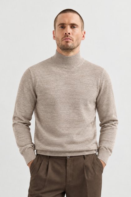 Men's, Slim-Fit, Old Money, Half-Neck Knit Sweater