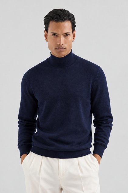 Men's, Slim-Fit, Old Money, Half-Neck Knit Sweater