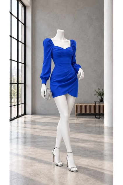 Saks Uzun Kollu Mini Elbise 582018