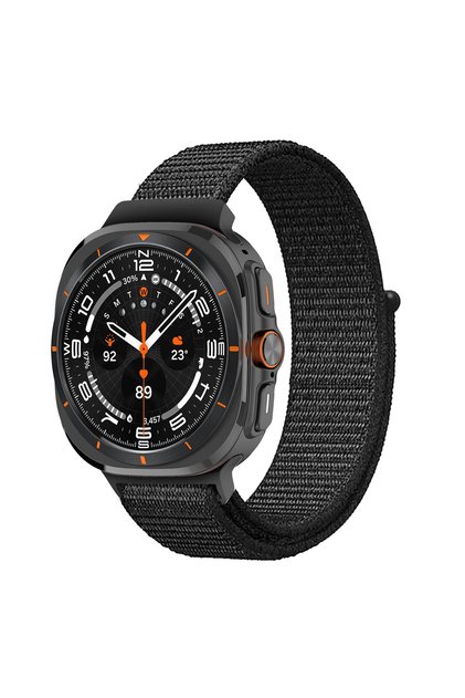 Galaxy Ultra 47mm Dark Black Nylon Loop Strap For Samsung Galaxy Watch Ultra(2025)LTE Sport Adjustab