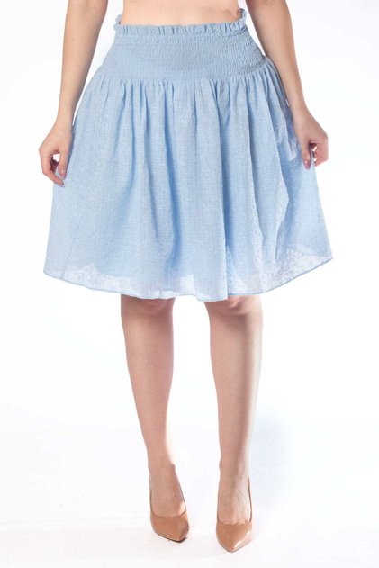 Embroidered Knee-Length Women's Skirt with Floral Design