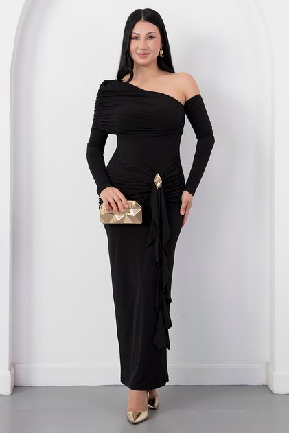 One-Shoulder Long Sleeve Sandy Dress K-262717
