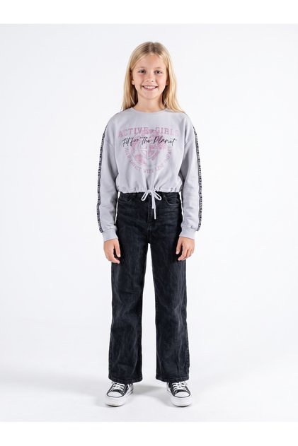 Girl's Printed Drawstring Waist Long Sleeve Sweatshirt