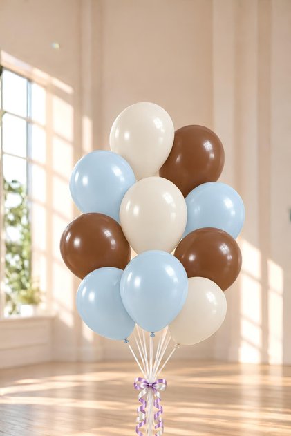 12 inch macaron blue- sea sand- brown 10 pieces balloons