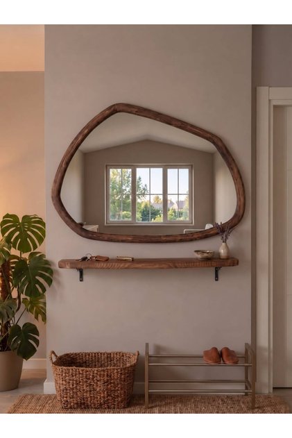 DEKORATİF ASİMETRİK MODEL 110X80 CM AYNALI DRESUAR - RAF