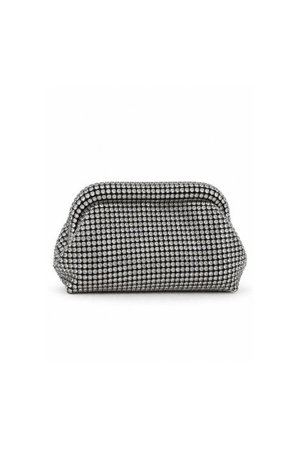 Viona Silver Kristal Taşlı Clutch Çanta