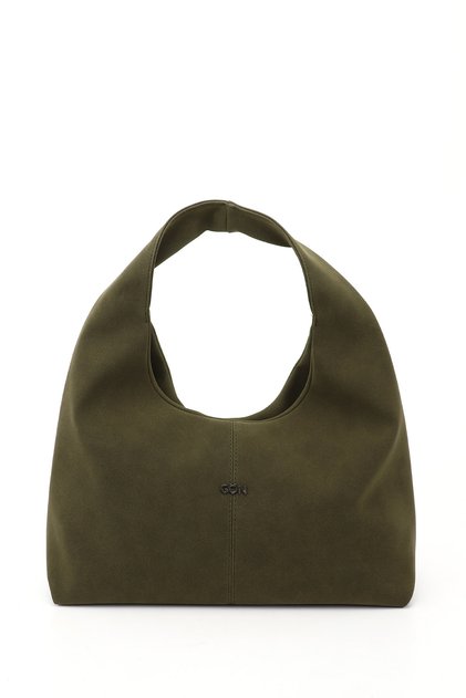 Women's Khaki Suede Hand and Shoulder Bag