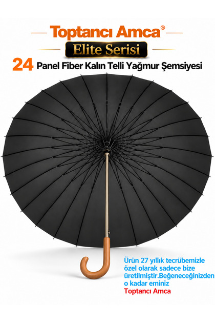 24 Telli Protokol şemsiyesi çift kişilik Büyük Çaplı ahşap saplı şemsiye 120 cm çap Kılıflı Tescilli Markadır