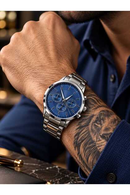 Black Color Men's Wrist Watch+Bracelet