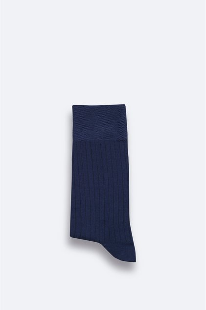 Men's Navy Blue Mercerized Blend Socks B008558