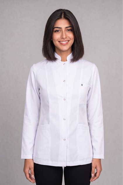 Doctor Nurse Teacher Women's Jacket Length Judge Collar White Apron