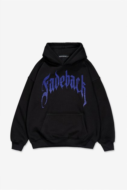 Rhinestones Blue Stone Fadeback Oversize Hoodie