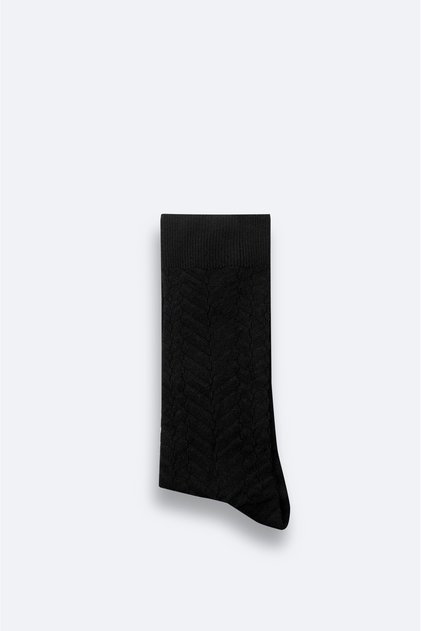Men's Black Textured Bamboo Socks A42Y8512