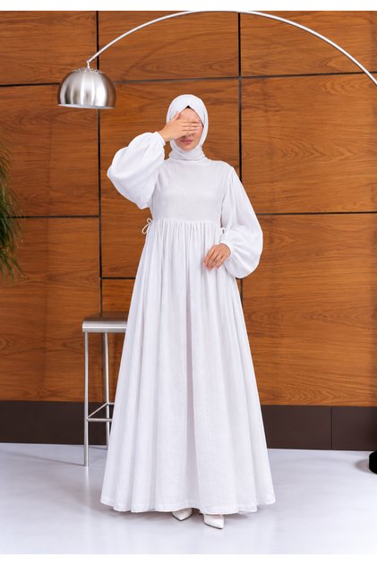 Side Tie Muslin Hijab Dress