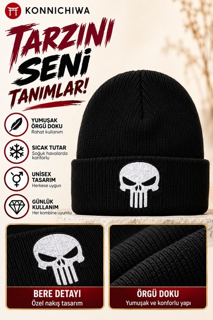 Beretă de iarnă cu logo Punisher personaj