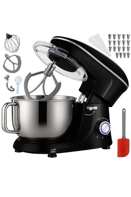 Robot de bucătărie profesional tip mixer, bol de 6,2 l, 2200 W, 6 setări de viteză, 220-240 V, negru