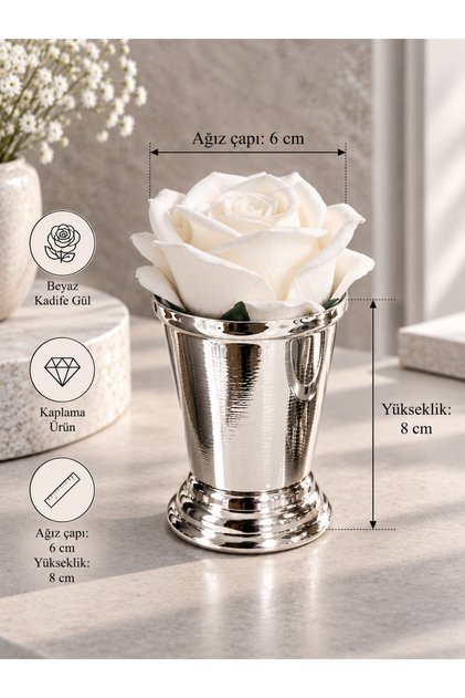 - 1 Adet Gül Kovası Kadife Gül / Kahve Sunum- Isteme Söz Nişan