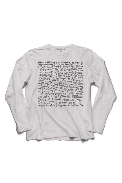 Matematik Denklemi Einstein Problem Baskılı Unisex Beyaz Uzun Kollu Tişört