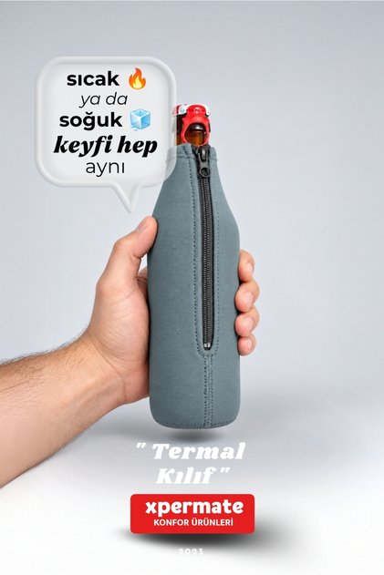 500 ml Zippered Beer Bottle Sleeve Neoprene Thermal Cold Holder Gray