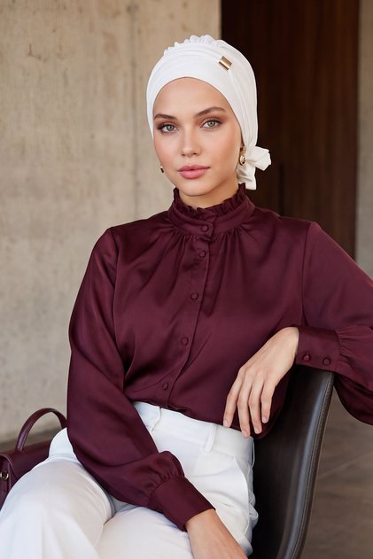 Ready-Made Turban with Accessories, Ecru, Ht-95