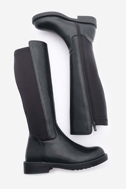 Women's Daily Boots Elastic Stretch Below Knee Enriva Black