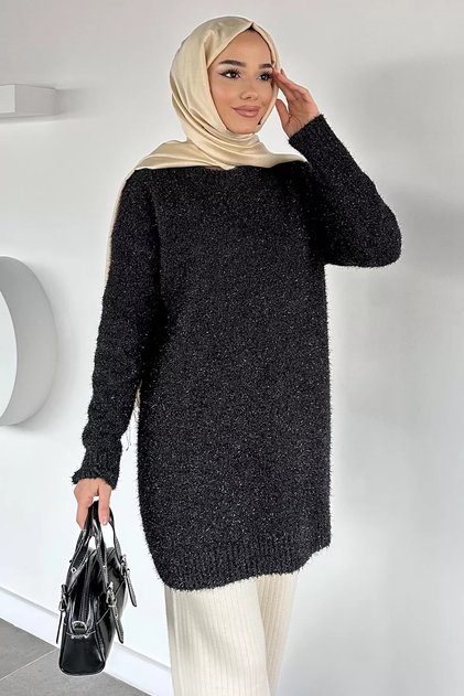 Gülseli Glittery Hijab Knitwear Tunic