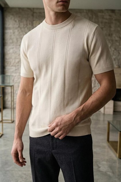 Crew Neck Men's Knitwear T-Shirt