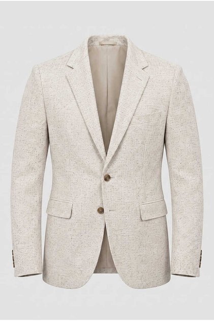 Sivri Yaka Açık Bej Kırçıllı Ceket Garcia - Slim Fit