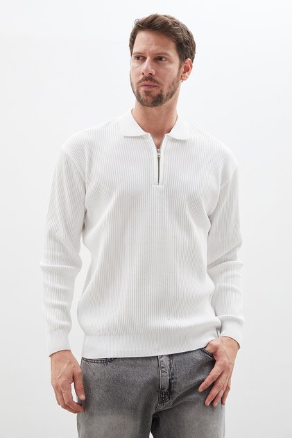Half Zip Polo Neck Knitwear Sweater