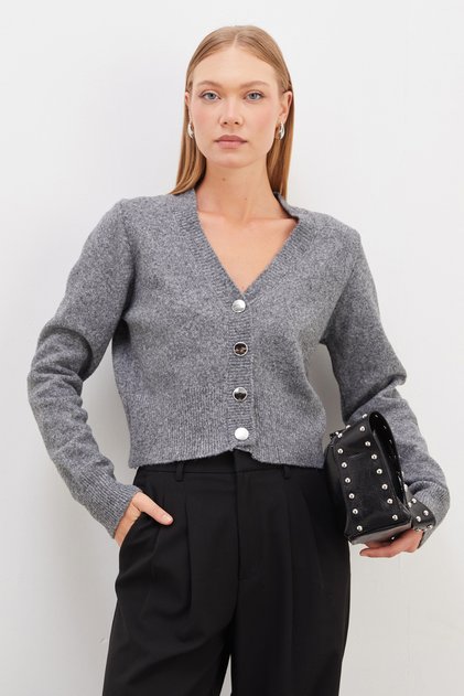 Buttoned V-Neck Knitwear Cardigan