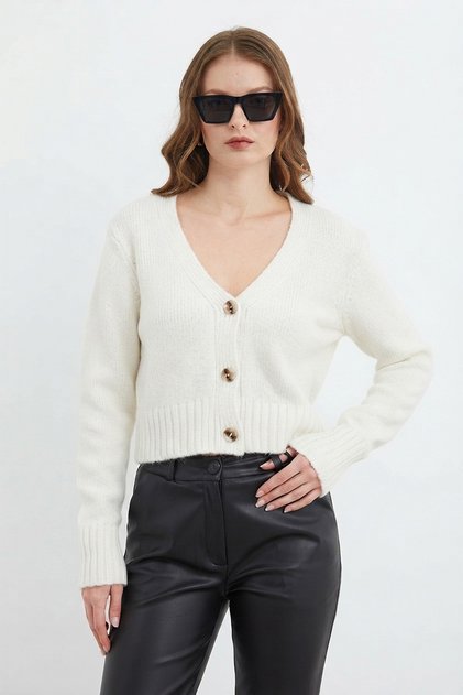 Buttoned V-Neck Knitwear Cardigan