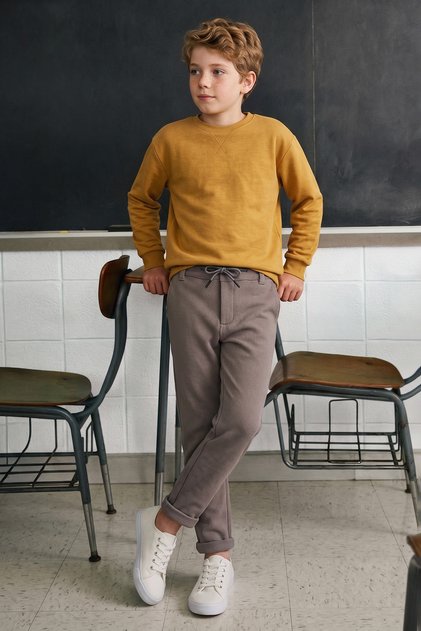 Double Leg Boy's Trousers with Tie Waist